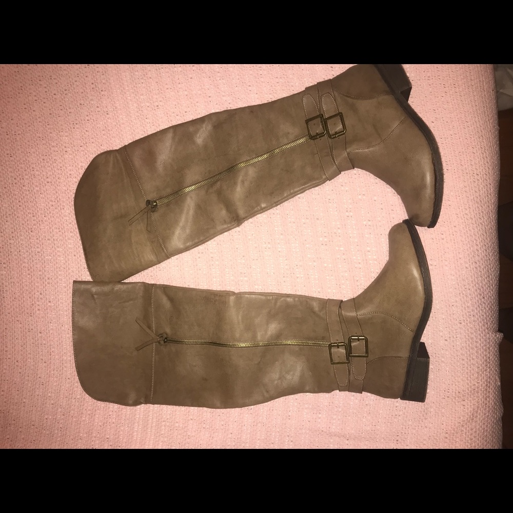 Taupe thigh high boots size 9